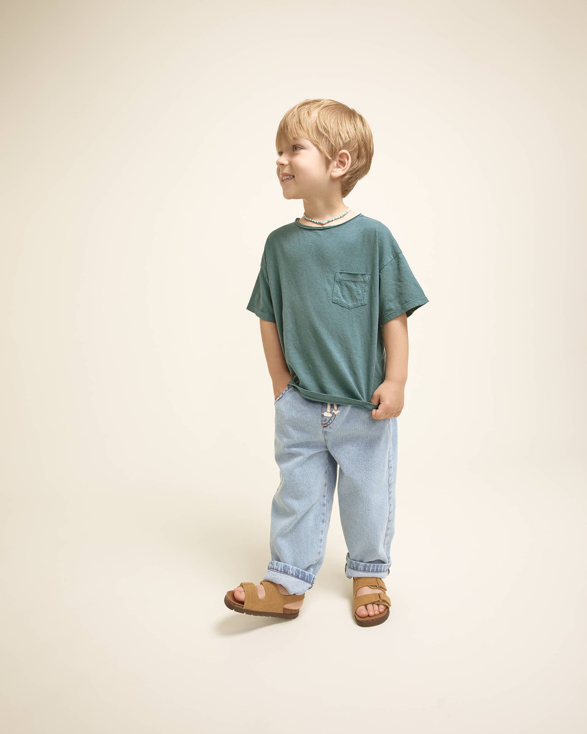 LOOKBOOK KIDS (3) Camiseta Linen Green Lake - Imagen 1